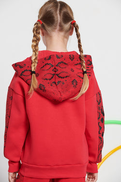 Kids hooded zip sweater for girls `MATERIAL`